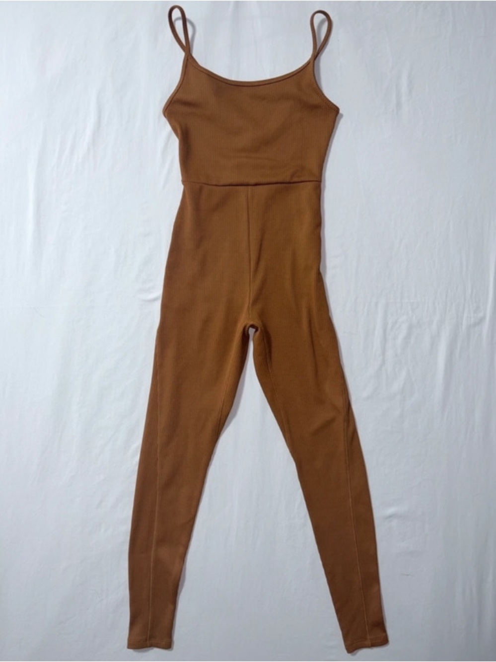 Brown Ribbed Bodysuit Size S